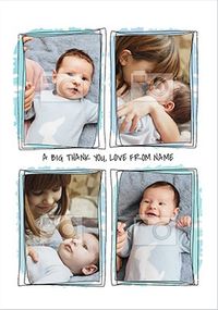 Tap to view New Baby Thank You blue Personalised Card