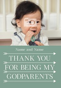 Thank You Godparents Christening Photo Card
