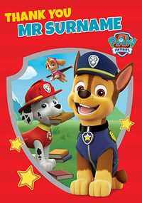 Paw Patrol - Thank You Teacher Personalised Card