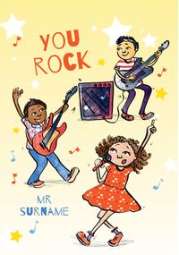 You Rock Thank You Teacher Personalised Card