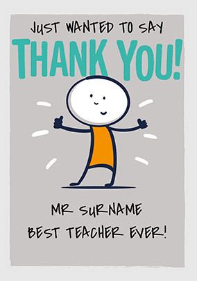 Thank You Best Teacher Personalised Card