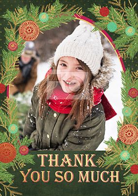 Thank You Christmas Wreath Photo Card