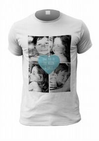 Four Photo Upload Personalised Blue Heart T-Shirt