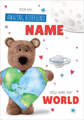 Barley Bear - You are My World Personalised Card