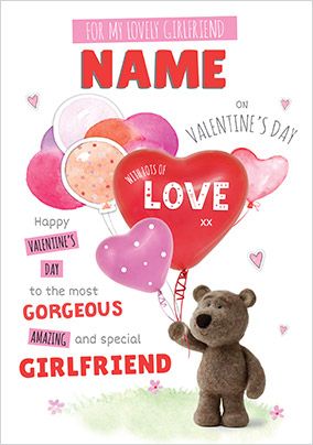 Barley Bear - Lovely Girlfriend Personalised Card