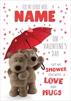 Barley Bear - Lovely Wife Personalised Valentine's Card