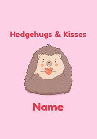 Hedgehugs and Kisses Personalised Valentine's Card