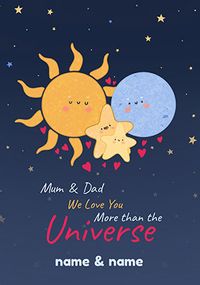 Mum & Dad Moon And Stars Personalised Valentine Card