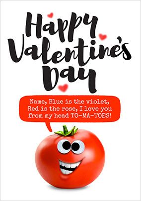 From My Head To-Ma-Toes Personalised Valentine's Card