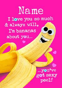 Bananas About You Personalised Valentine's Day Card