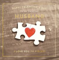 Love You To Pieces Husband Valentines Card