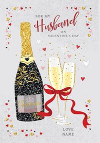 Husband Champagne Personalised Valentine Card