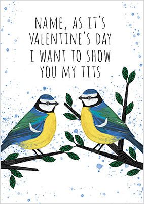 Blue Tits Personalised Valentine's Card