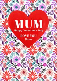 Tap to view Heart And Flowers Mum Personalised Valentine Card