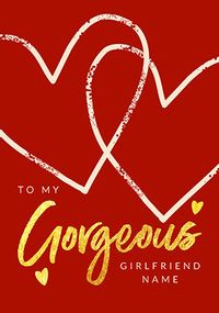 Red Gorgeous Girlfriend Valentine's Personalised Card