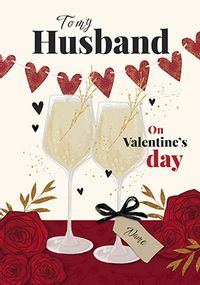 Wine glasses Husband Personalised Giant Valentine's Card