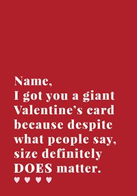 Tap to view Size Does Matter Personalised Valentine's Card