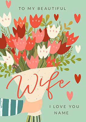 Florals Wife Personalised Valentine Card
