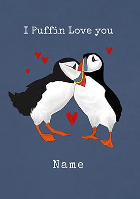 Puffin Love You Personalised Valentine's Day Card