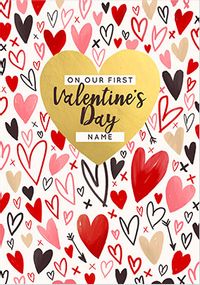 Hearts Personalised First Valentine Card