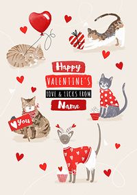 Love And Licks From The Cat Personalised Valentine Card