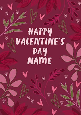 Valentine's Day Foliage Personalised Card