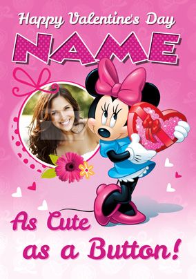 Disney Minnie Mouse Valentine's Card - Cute As A Button