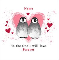 Love Forever Penguin Personalised Card