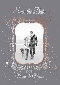 Save The Date Rose Gold Photo Card