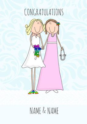 Characters - Wedding Day Card Congratulations Her & Her