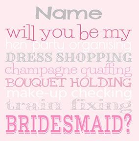 Bridesmaid Duties Wedding Card