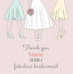 Fabulous Bridesmaid Thank You Wedding Card