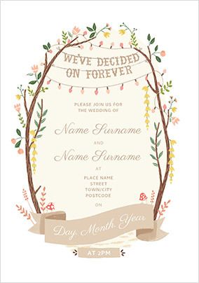 We've decided on Forever personalised Wedding Card