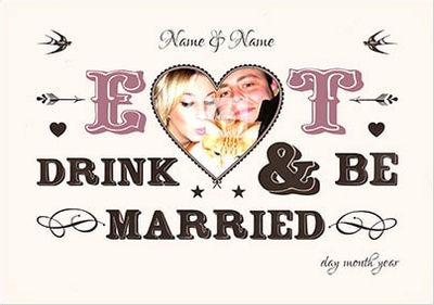 Alpha Betty - Eat Drink & Be Married Wedding Card