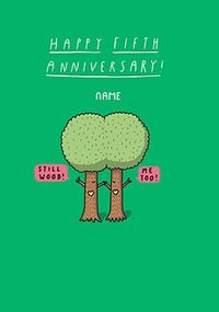 Five Years - Wood Anniversary Personalised Card