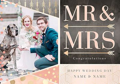 All That Shimmers - Photo Upload Mr & Mrs Wedding Day Card