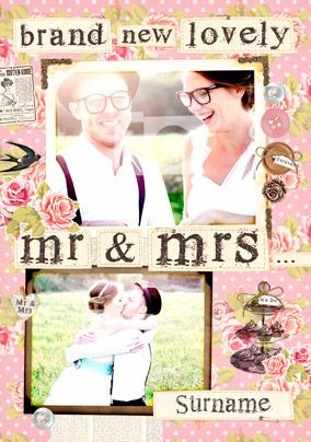 Collecting Happiness - Mr & Mrs Wedding Card
