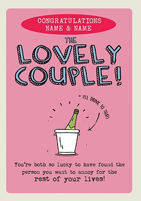 Lovely Couple on your Wedding Day personalised Card