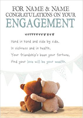 Congratulations on your Engagement Teddies personalised Card