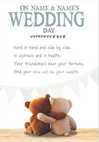 Tap to view On your Wedding Day Teddies personalised Card
