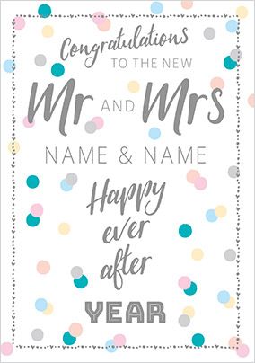 Congratulations to the New Mr and Mrs Personalised Card