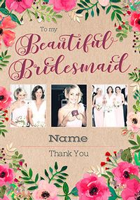 Neon Blush - Photo Upload Beautiful Bridesmaid Card