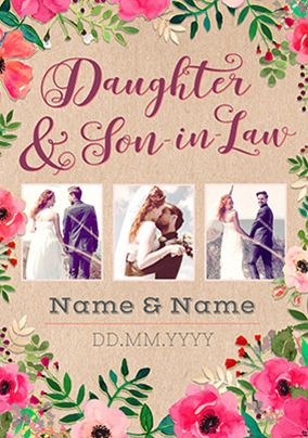 Neon Blush - Multi Photo Daughter Wedding Day Card