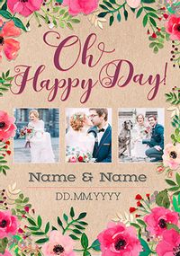Neon Blush - Multi Photo Upload Happy Day Wedding Card
