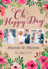 Tap to view Neon Blush - Multi Photo Happy Day Wedding Card