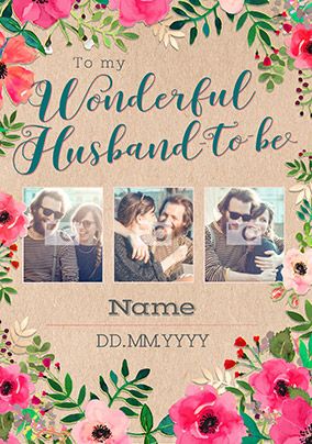 Neon Blush - Multi Photo Husband-To-Be Wedding Card
