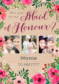 Tap to view Neon Blush - Multi Photo Maid Of Honour Wedding Card