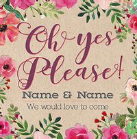 Tap to view Neon Blush - Wedding RSVP Yes Card