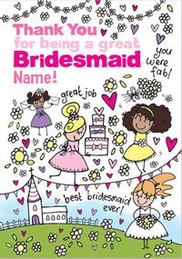 Tap to view Little Scribblers - Thank You Bridesmaid Wedding Card