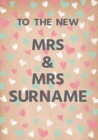 Paper Rose - Wedding Card Mrs & Mrs Hearts
